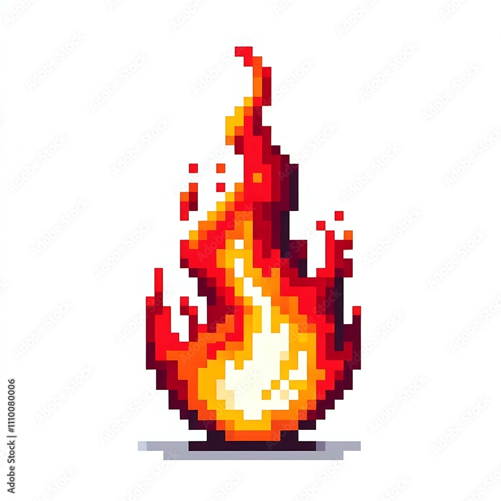 Pixel art representation of a flame. Pixel art representation of a flame.