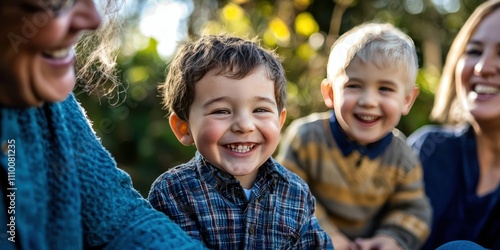 A candid family photo taken outside, with everyone smiling and laughing together in a natural setting. Stock photo --ar 2:1 --quality 2 --style raw --v 6.1 Job ID: aa6d3b4e-80ab-4ab0-8b98-3f37ffaeff18 photo