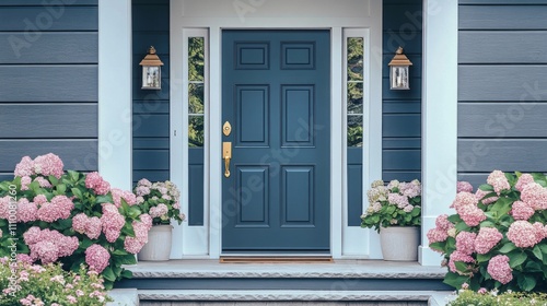 Wallpaper Mural Entrance house dark blue front door has Gray Torontodigital.ca