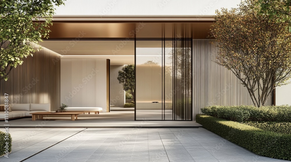 Modern minimalist entrance house is made large glass Aesthetic home Modern minimalist entrance house is made large glass Aesthetic home