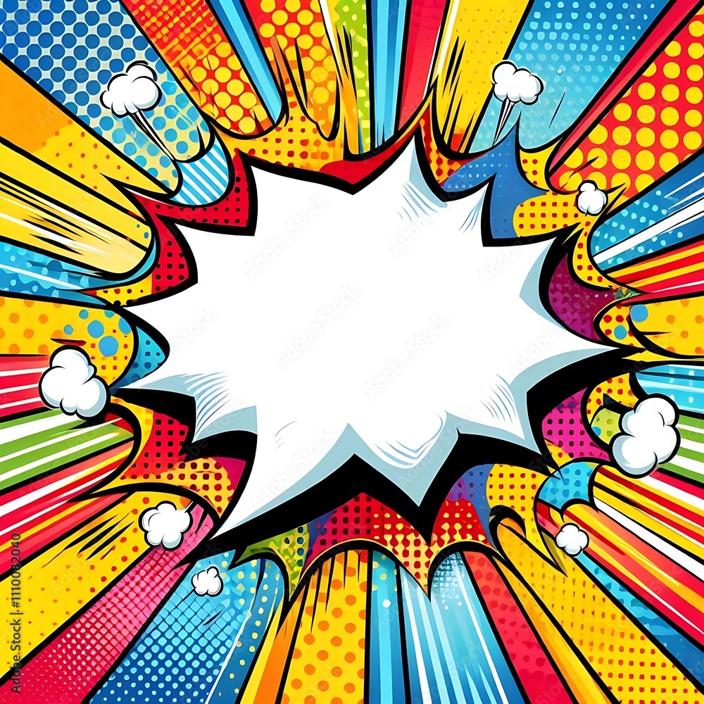 Fototapeta premium Colorful comic-style explosion with blank space.