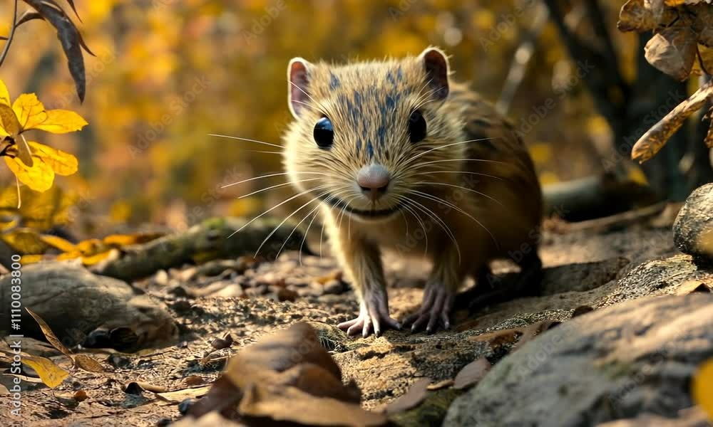 Adorable Desert Mouse in Autumnal Habitat Adorable Desert Mouse in Autumnal Habitat