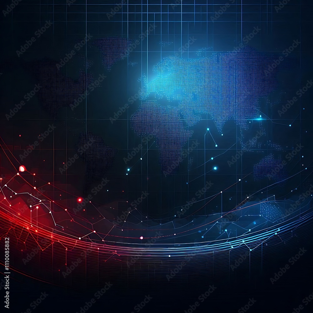 Obraz premium Abstract digital world map with data visualization.