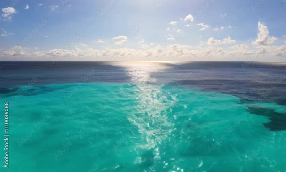 Tranquil Ocean Scene with Clear Blue Sky and Calm Waves – Serene Seascape Tranquil Ocean Scene with Clear Blue Sky and Calm Waves – Serene Seascape