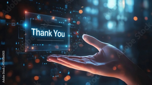 Glowing Thank You Message with Futuristic Background
