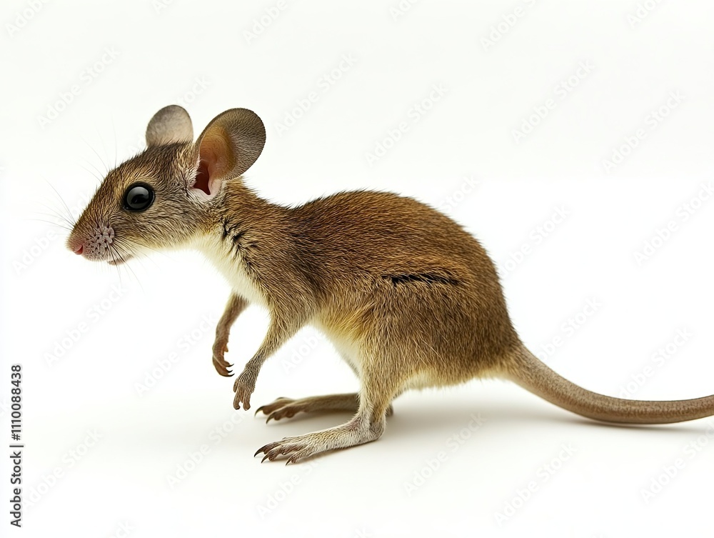Full-body photograph of a kangaroo mouse, isolated on a white background Full-body photograph of a kangaroo mouse, isolated on a white background