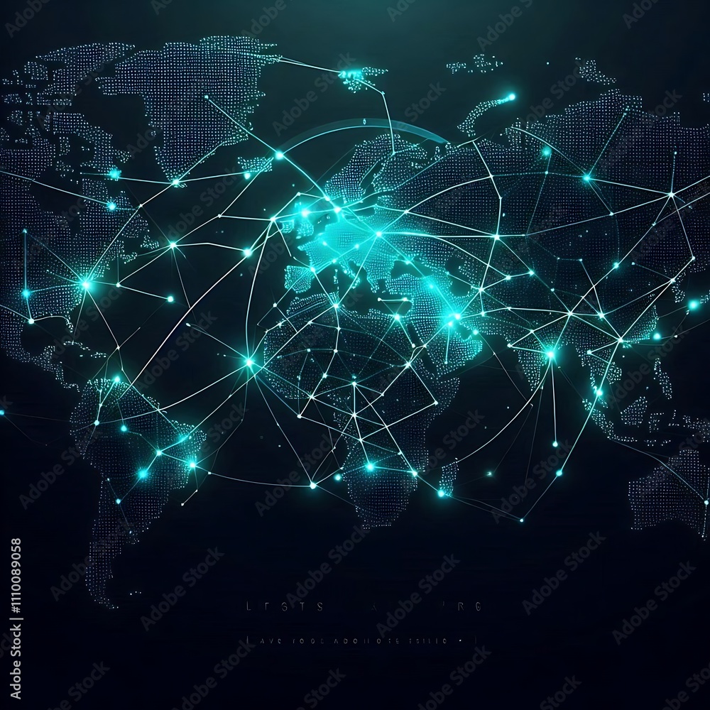 Global network visualization with connections. Global network visualization with connections.