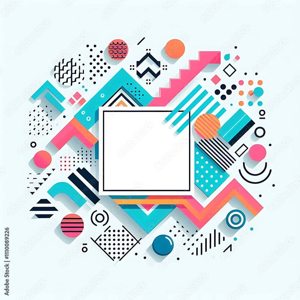 Obraz premium Colorful geometric shapes with a blank center.