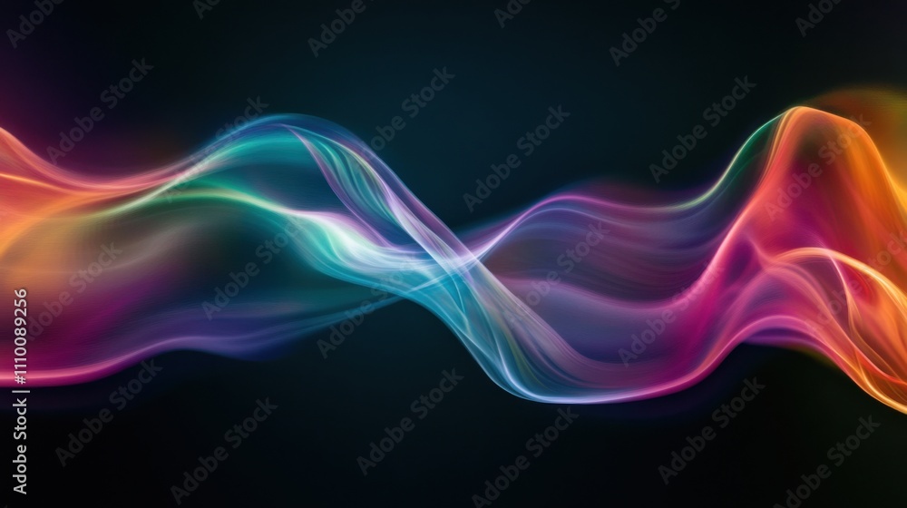 A captivating visualization of abstract, multi-colored waves merging to form a unified, radiant aurora on a clean backdrop A captivating visualization of abstract, multi-colored waves merging to form a unified, radiant aurora on a clean backdrop