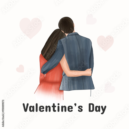 Happy valentines day couple vector Illustration