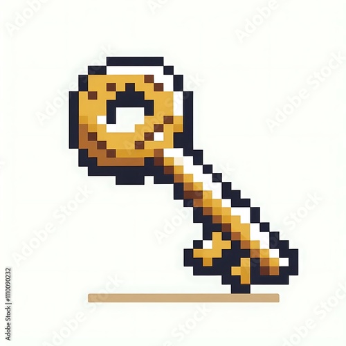 Pixel art of a golden key for unlocking.