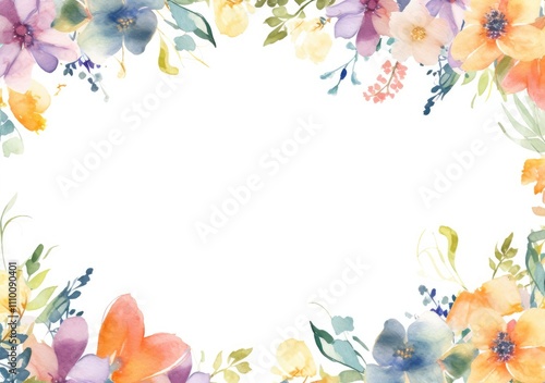Watercolor flower border