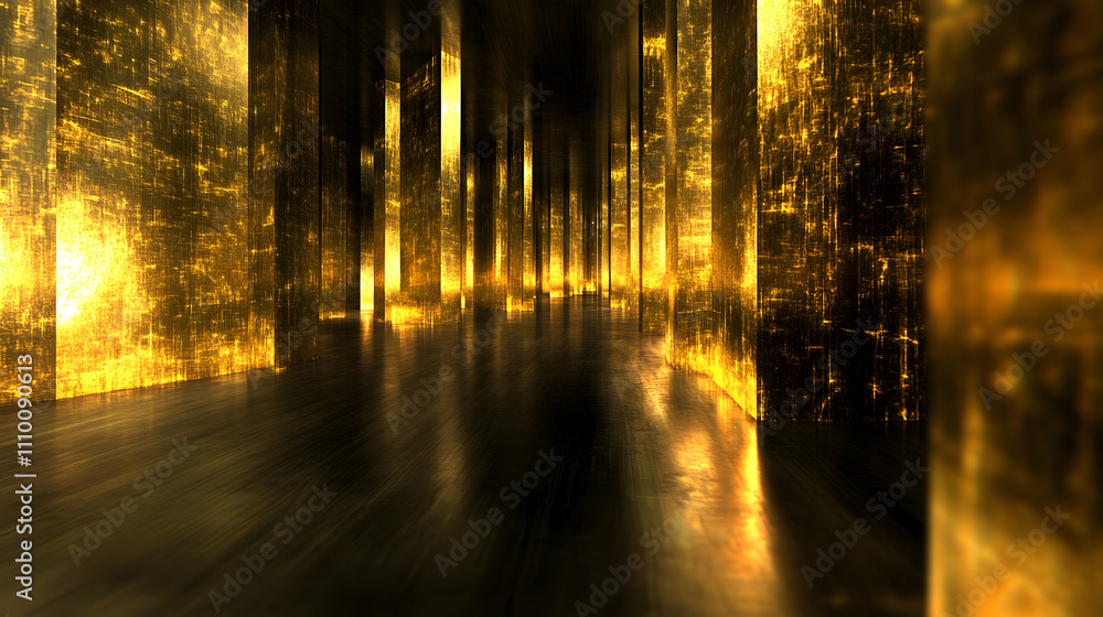 Abstract gold glowing corridor. Abstract gold glowing corridor.