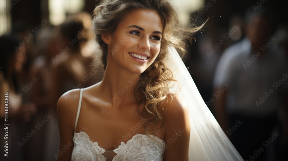 Naklejka premium Woman in white dress looking at camera