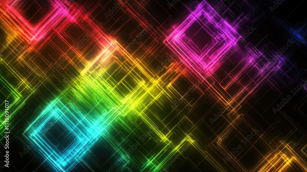 Abstract rainbow neon squares background. Abstract rainbow neon squares background.