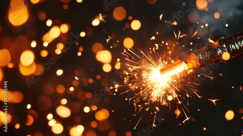 A close-up of sparks flying from a welding tool, showcasing intense heat and energy.