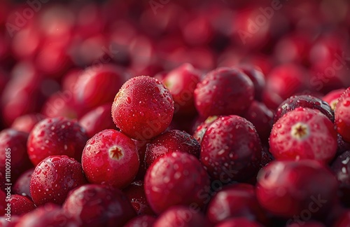 Fresh red cranberries close up