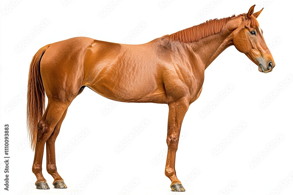Fototapeta premium Graceful Beauty: Portrait of a Brown Horse with a White Mark on Transparent Background
