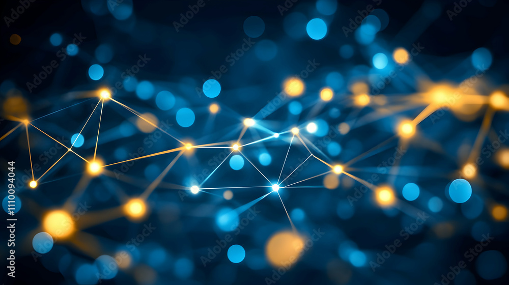 Abstract network connection, glowing nodes and lines, digital technology background. Abstract network connection, glowing nodes and lines, digital technology background.