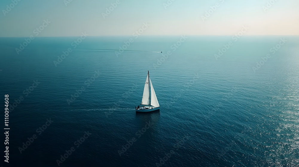 Obraz premium Baltic Sea aerial view showcasing vast expanse of water and distant coastline, symbolizing natural beauty and serene landscapes.