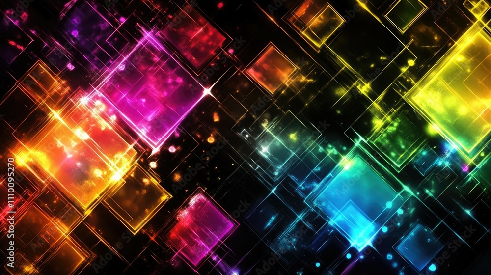 Abstract vibrant colorful glowing squares. Abstract vibrant colorful glowing squares.