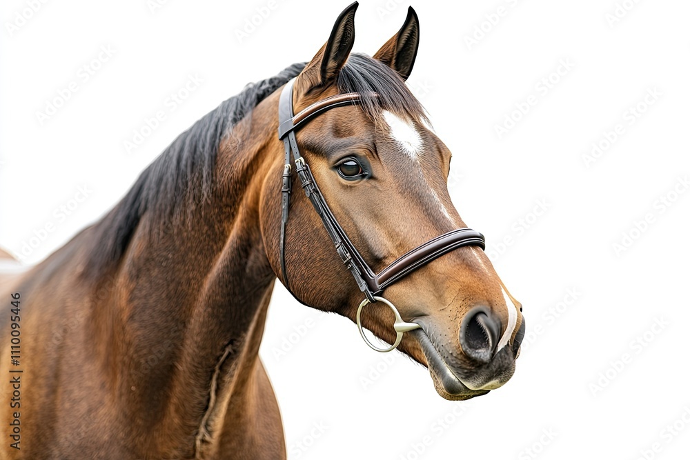Obraz premium Graceful Beauty: Portrait of a Brown Horse with a White Mark on Transparent Background
