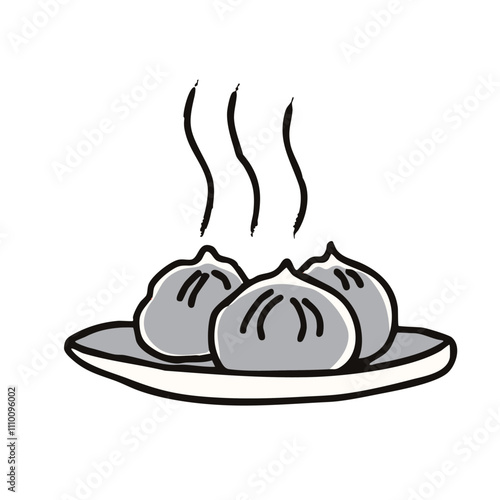 Bold Line Illustration of Dumplings. Simple and modern design. Hand-drawn dumplings with bold outlines in vector art.