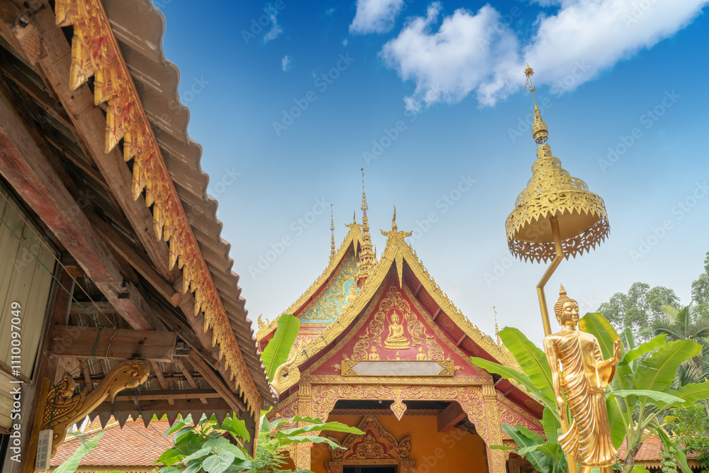 figure of Buddha and Buddhist palace in Xishuangbanna,China figure of Buddha and Buddhist palace in Xishuangbanna,China