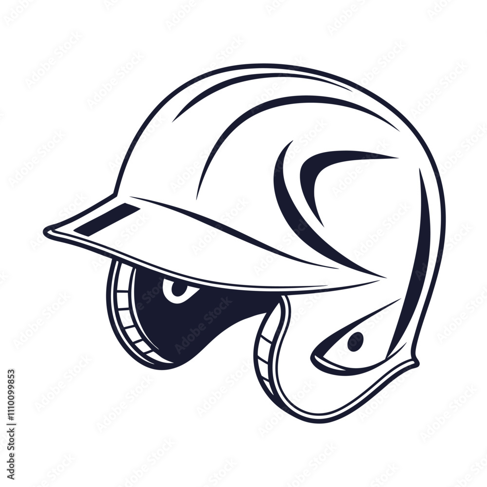 Vector Baseball Helmet Illustration on White Background.