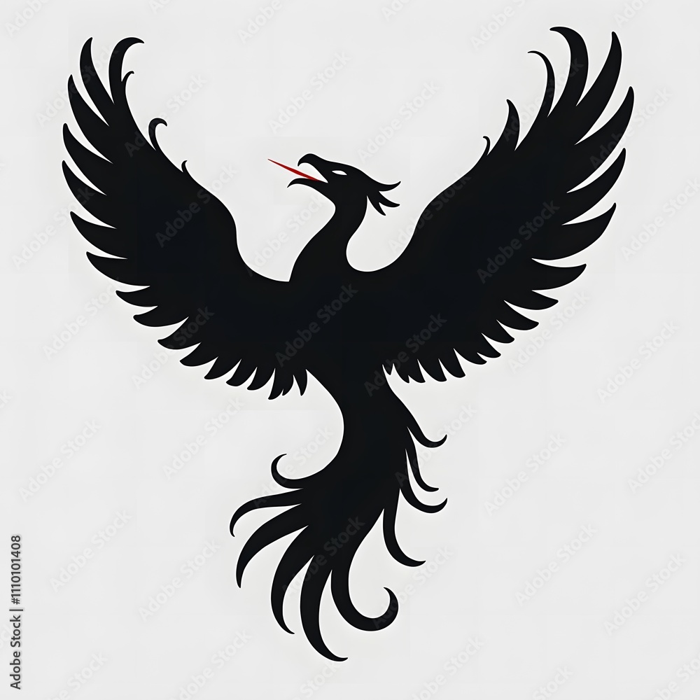 Fototapeta premium Majestic Silhouette of a Phoenix: A Symbol of Rebirth and Renewal