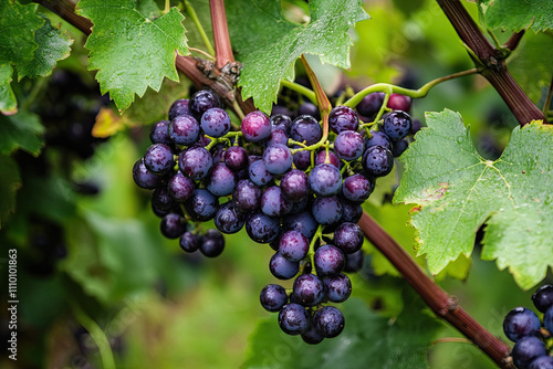 Vast vineyard with grapevines ready for harvest photo