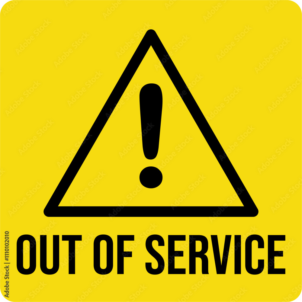 A sign indicating something is broken or not operating, ready for industrial or office signs. Sign or label with the words A sign indicating something is broken or not operating, ready for industrial or office signs. Sign or label with the words