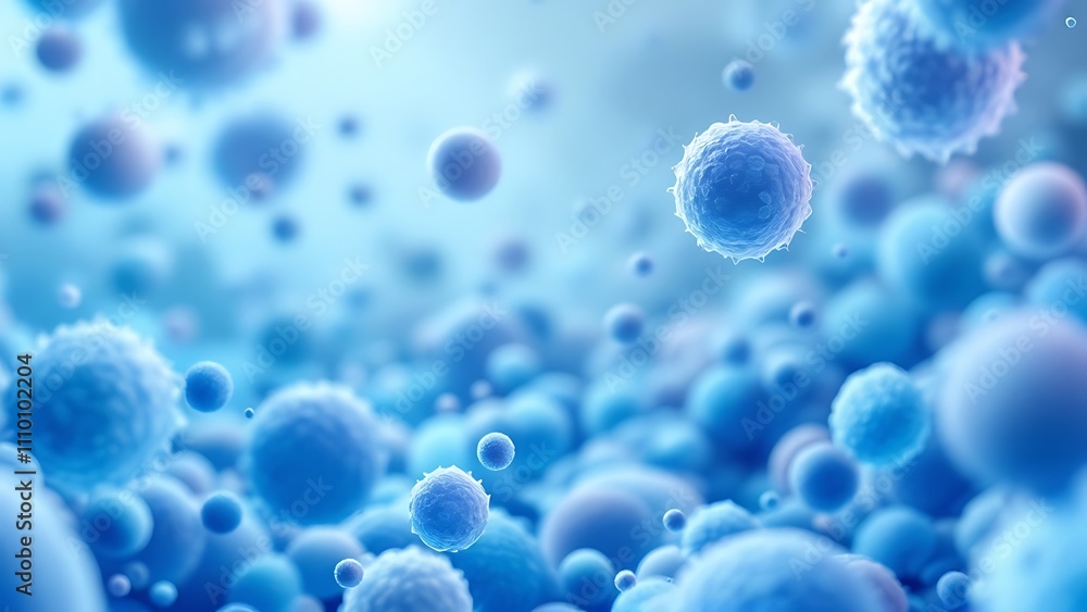 3d rendering of human cells in a blue background. 3d rendering of human cells in a blue background.