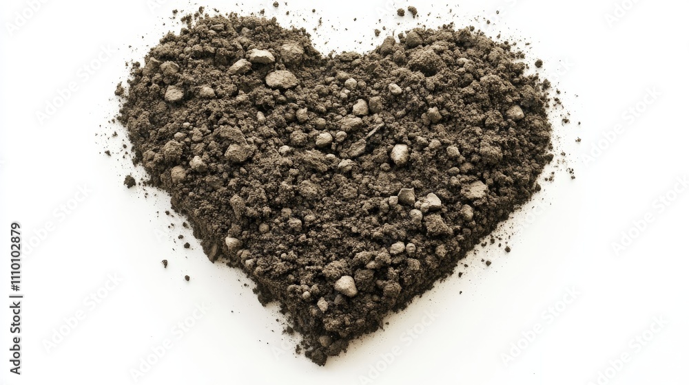 Heart Shape Formed from Soil on White Background Heart Shape Formed from Soil on White Background