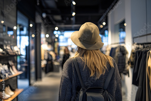 Woman shopping in a high-fashion store