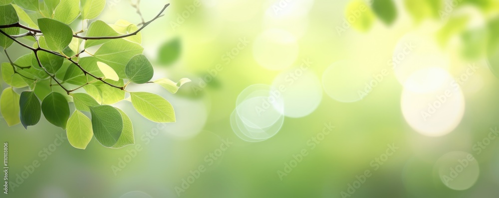 Fresh Green Leaves in Sunlight with Soft Bokeh Background Fresh Green Leaves in Sunlight with Soft Bokeh Background