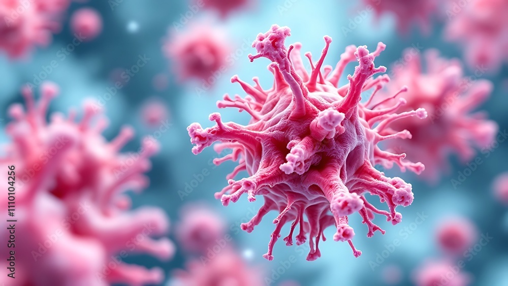 Naklejka premium Group of isolated cancer cells - 3d illustration