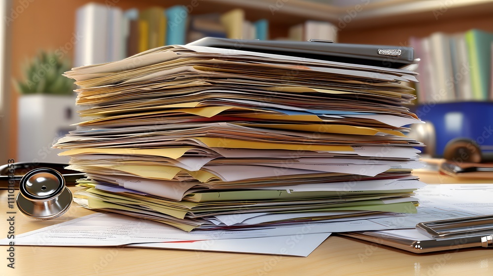 Medical documentation meticulously arranged on a desk, symbolizing the precision and dedication required in healthcare, emphasizing the importance of accurate records and patient care. Medical documentation meticulously arranged on a desk, symbolizing the precision and dedication required in healthcare, emphasizing the importance of accurate records and patient care.