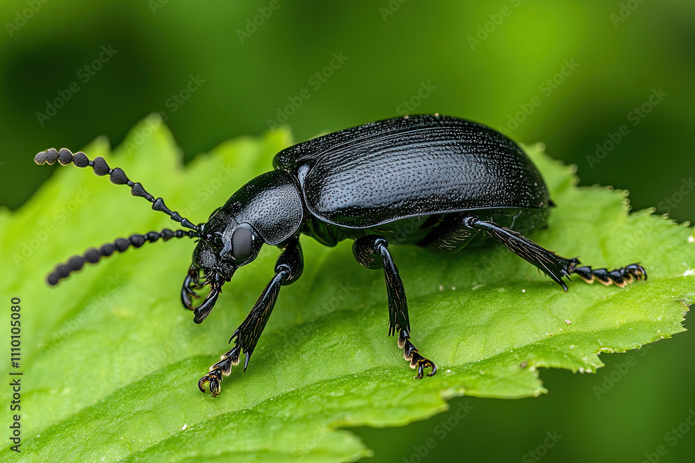 A beetle minding its business black and white A beetle minding its business black and white