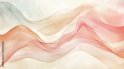 A soft pastel abstract design with flowing shapes in muted pink, peach, and cream. The gentle curves and watercolor-like textures evoke a sense of calm and warmth. Suitable for artistic or feminine 