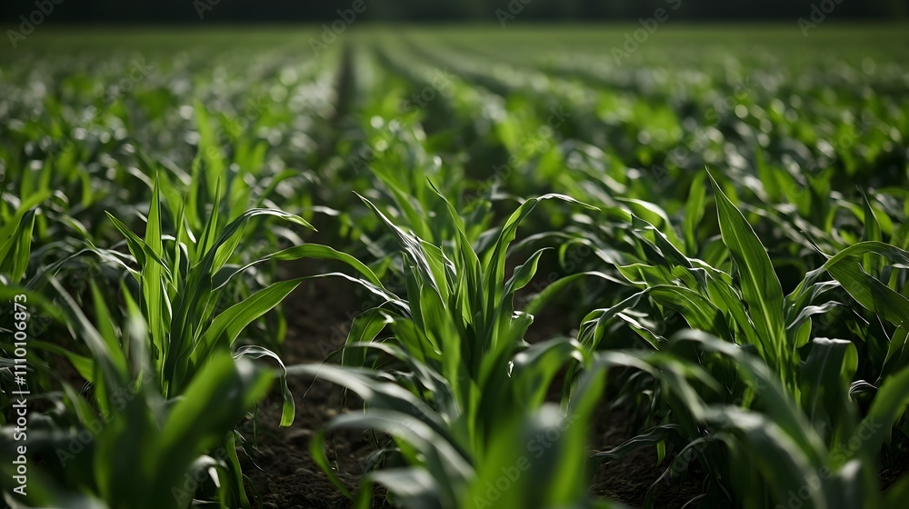 Vibrant green crop field thriving under natural light, contributing to oxygen production