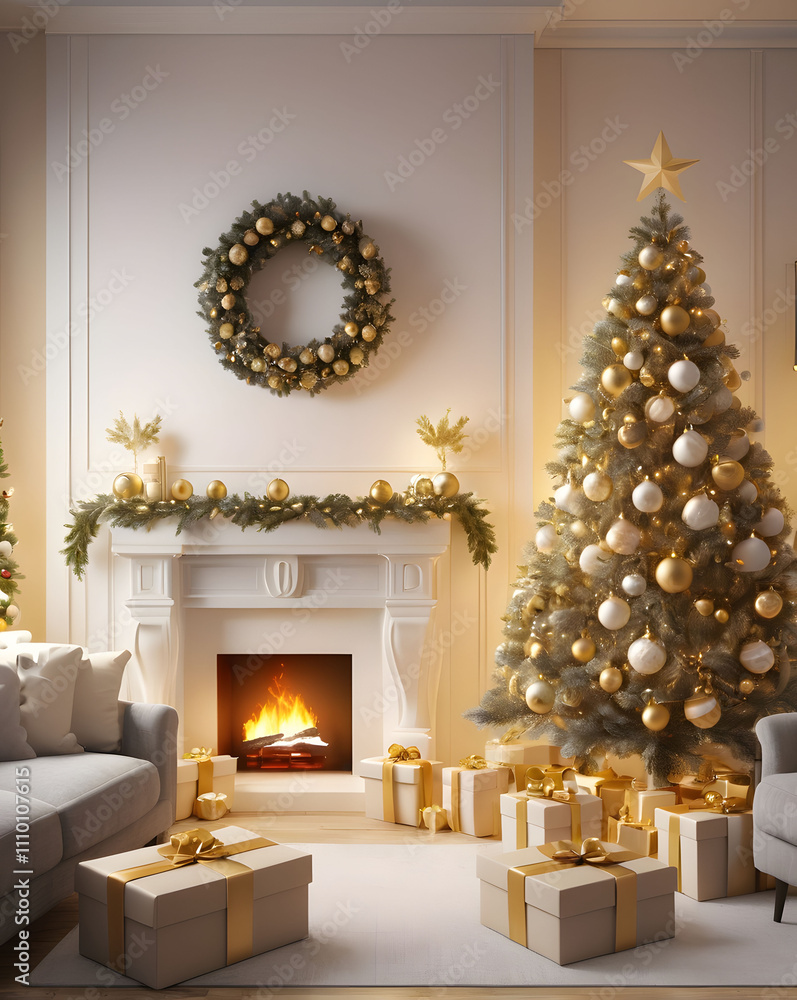 Traditional Christmas Tree with Red and Green Ornaments Traditional Christmas Tree with Red and Green Ornaments