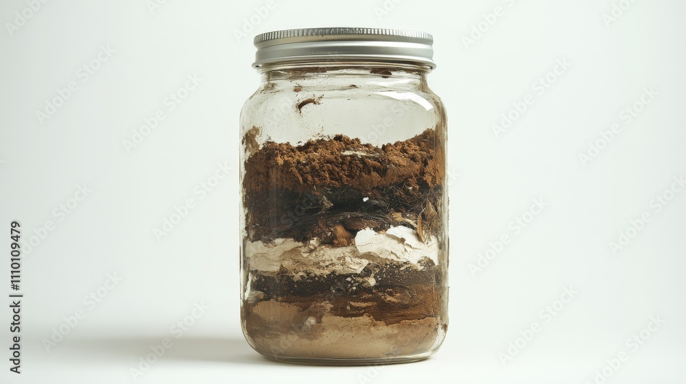 Clear Jar with Layered Sand and Silt Composition Clear Jar with Layered Sand and Silt Composition