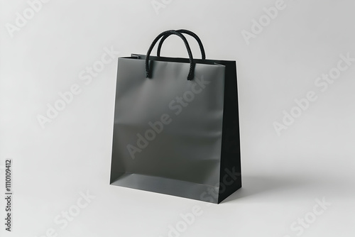 Black shopping bag on white background.