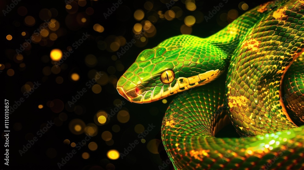 Beautiful snake. Exotic reptile. Symbol of the New Year. Design for cards and invitations for the Christmas holiday. Beautiful snake. Exotic reptile. Symbol of the New Year. Design for cards and invitations for the Christmas holiday.