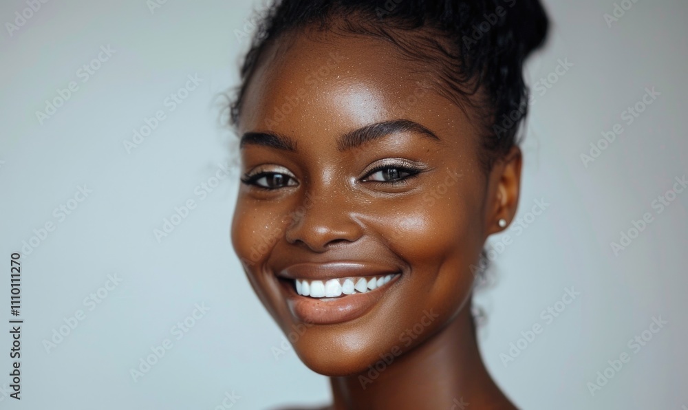 Woman smiling with freckles Woman smiling with freckles