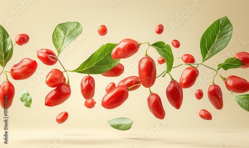 Red berries on a branch in sunlight