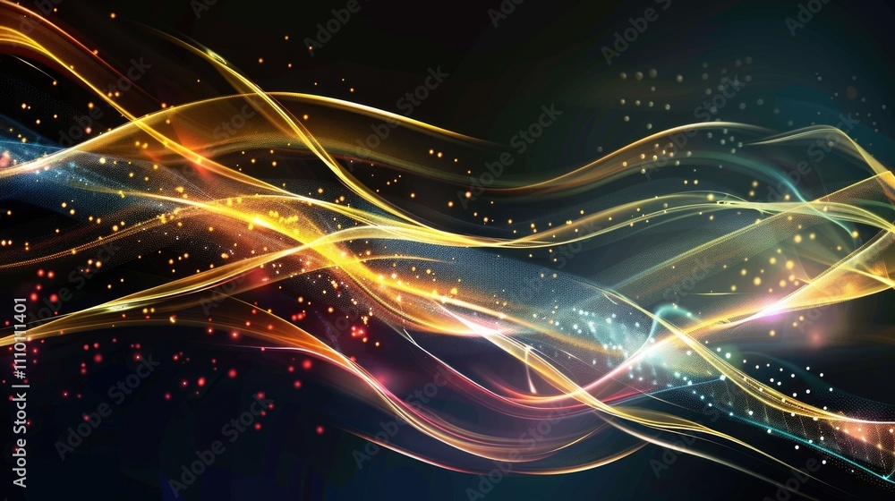 Glowing Abstract Light Trails with Sparkles on Dark Background in Vibrant Colors Glowing Abstract Light Trails with Sparkles on Dark Background in Vibrant Colors