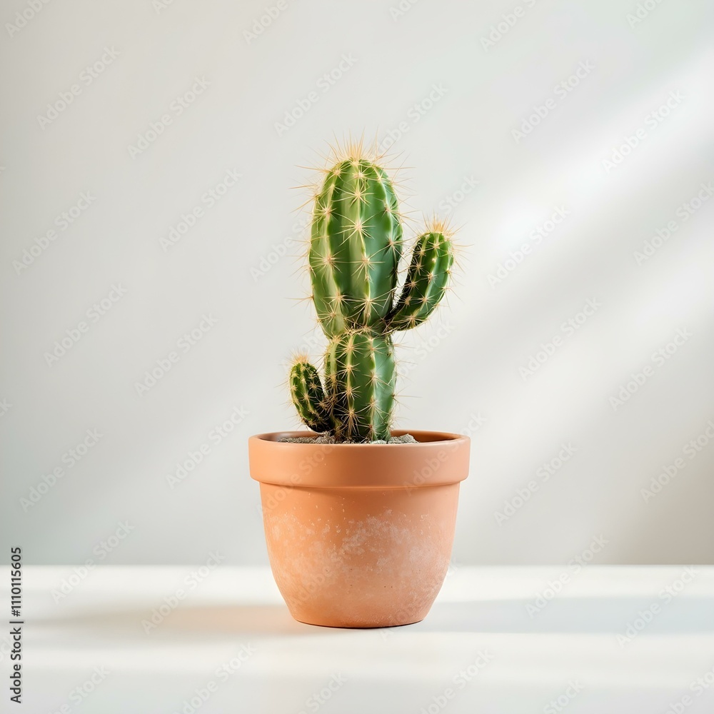 Cactus in a pot over white background Cactus in a pot over white background