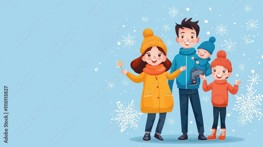 Naklejka premium Simple flat-style vector of a family with parents and children, isolated on a white background with bold, vibrant colors.